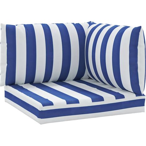 Coussins de palette lot de 3,Coussins d'extérieur rayures bleues/blanches CFW589266 (1/5)
