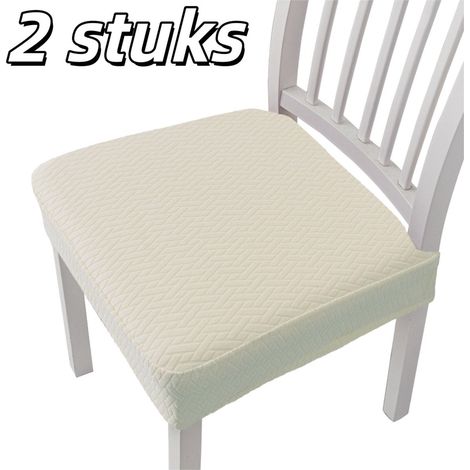 Lot de 2 housses de chaise extensibles, accessoires d'ameublement pour hôtels, cérémonies, banquets et mariages, lavables, infroissables, blanc cassé (1/5)