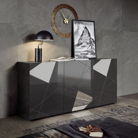Buffet VITTORIA gris anthracite laqué 181 cm (1/3)