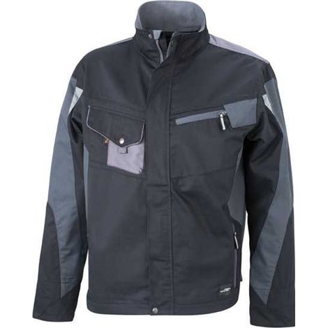 James & Nicholson Arbeitsjacke JN821 Gr. 5XL schwarz/grau