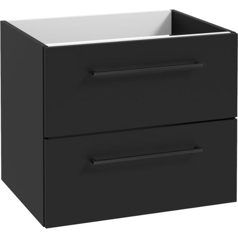 Waschtischunterschrank – 60 x 45 cm – Mattschwarz – 2 Schubladen – Soft-Close-Funktion
