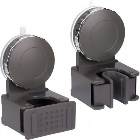 Support de balai à franges robuste avec ventouse (lot de 2) - Organiseur mural pour balai et serpillière, sans perçage, support amovible et réutilisable pour salle de bain, cuisine, carrelage et surfa (1/5)