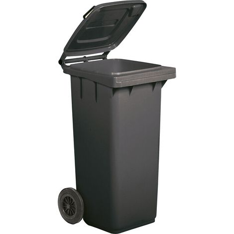 Poubelle bioclimatique 120 l grise avec roues 480x550x930