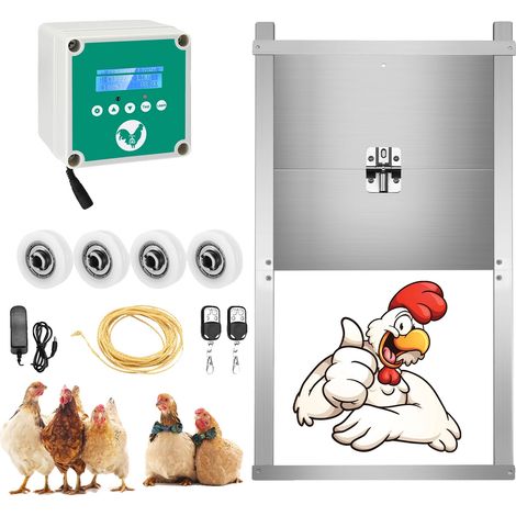 Puerta automática para gallinero, con temporizador, sensor de luz, 220V. (1/2)