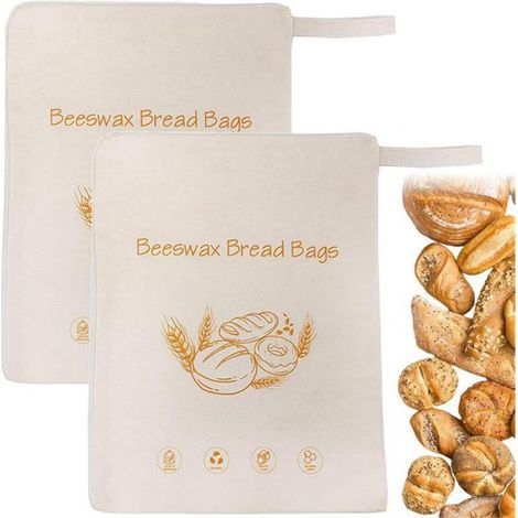 2 Sac à pain, Coton et cire d'abeille, Fermeture éclair, Conservation fraîcheur, Pour pain maison et levain (1/5)