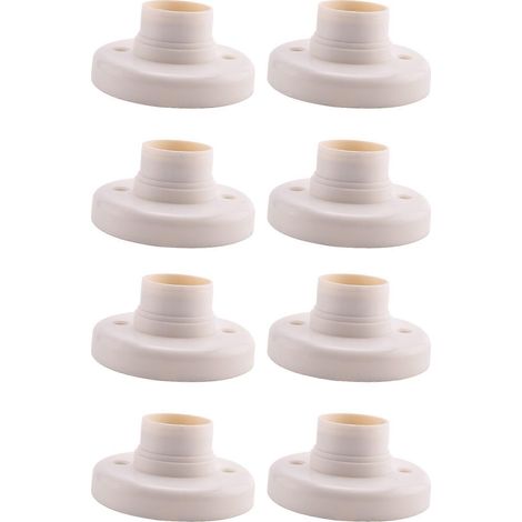 8 x E27 rond plastique base vis ampoule lampe prise support blanc (1/5)