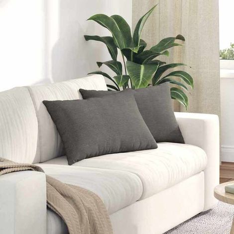 Coussins de canapé - Velours côtelé - Gris clair - 60 x 40 cm - Lot de 2 (1/5)