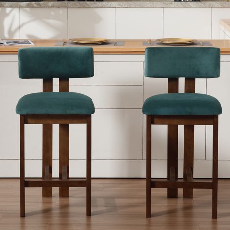 Wahson 2 PZ Sgabelli da Cucina in Tessuto di Lino Sgabello, Sgabelli Cucina con Gambe Sedie Alte Senza Braccioli Sgabelli Rustiche per Sala da Pranzo/Ristorante/Bar, Verde