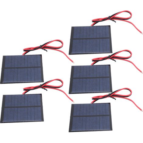 Lot de 5 panneaux solaires photovoltaïques en polysilicium époxy avec câble de 30 cm, 5,5 V CC, 0,6 W (1/5)