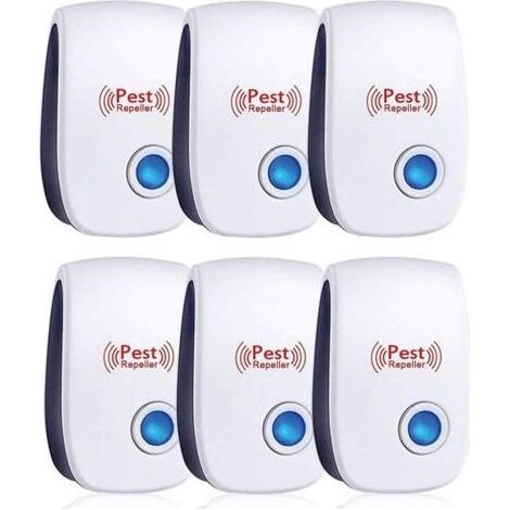 Répulsif à ultrasons contre insectes et rongeurs Lot de 6 appareils sans toxique, efficace contre moustiques, cafards, araignées (1/5)