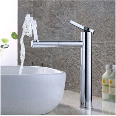 [NEVER USED] High Spout Bathroom Faucet, 360° Swivel Basin Mixer Tap for Washbasin, Chrome Brass Basin Faucet