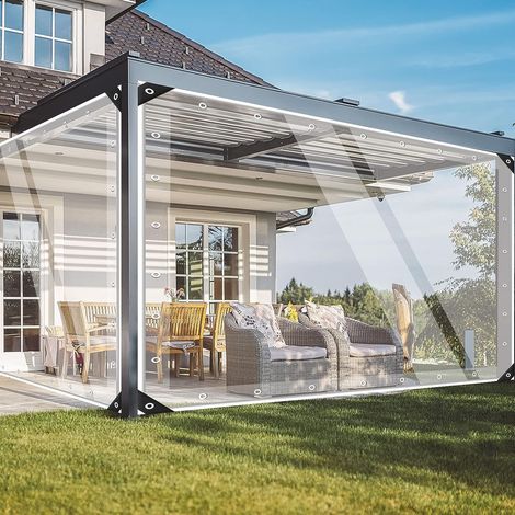 LYCXAMES PVC-Plane, 420 g/m², extra wasserdicht, mit verstärkten Ösen, für Mehrzweckmöbel, 10 m langes Aufhängeseil (3 × 5 m) (1/5)