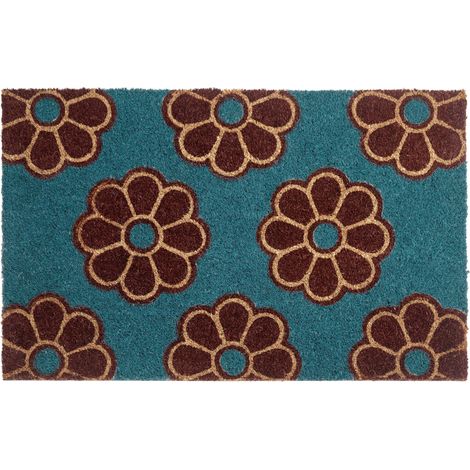 Fußmatte KULIK Blau 50 x 80 cm Blume Kokosfasern (1/5)