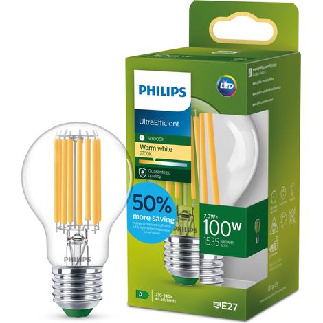 ampoule LED Ultra Efficient Classe A, 100W, culot E27, blanc chaud 2700K, transparente (1/5)