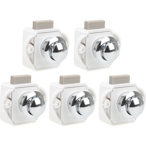 Lot de 5 verrous à bouton-poussoir en alliage de zinc sans clé pour portes de 14 à 16 mm d'épaisseur (1/5)