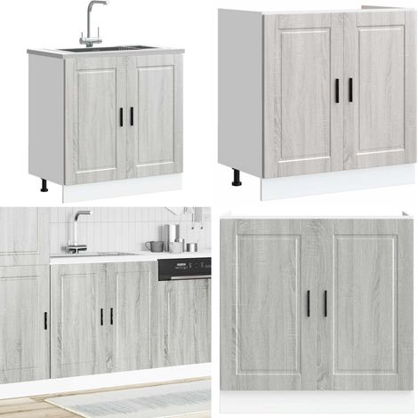 Mobile base lavello Porto Grigio Sonoma 80x46x81,5cm Truciolato - Armadio da cucina - Armadio per lavello