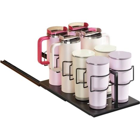 Organiseur de bouteille d'eau extractible 30 ml, pour tiroir d'armoire cuisine en acier inoxydable, 43,5 x 25 17 cm, noir/blanc - (1/5)