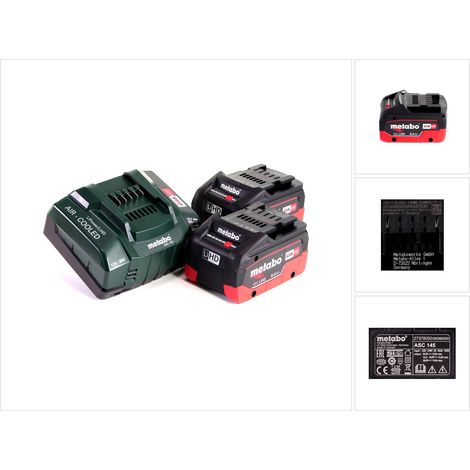 Metabo Akku Basis Set 18V mit 2x Akku LiHD 8,0Ah ( 625369000 ) + Ladegerät ASC 145 ( 627378000 )