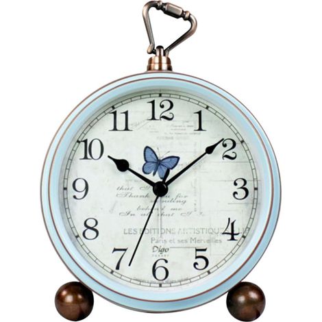Horloge de Table Vintage Métal et Verre Style Rétro Créatif Silencieuse et Décorative pour Salon Bureau et Chambre avec Fonction Alarme (1/5)