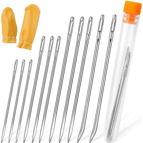 14-teiliges Nähnadel-Set für Leder & Teppich mit Fingerschutz