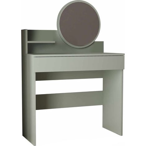 Schminktisch mit Spiegel aus Holz "Harmony Mini Round" - 90 x 40 x 133 cm - Grün
