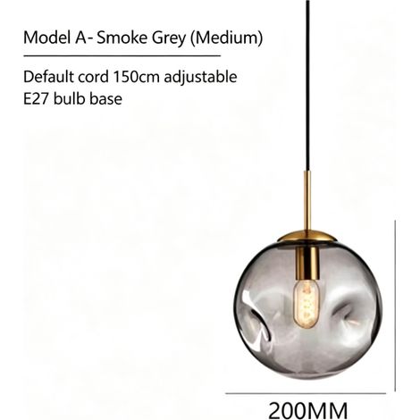Petite Suspension en Verre Fumé Gris, Design Simple et Créatif, Luminaire Décoratif pour Café, Restaurant, Chambre à Coucher ou Chevet - Petit Modèle (1/5)