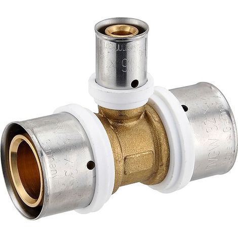 Pressfitting-T-Stück - Mittelabgang reduziert - 32 x 3,0 - 16 x 2,0 - 32 x 3,0 mm für MV-Rohr