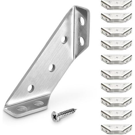 10er-Pack universelle Eckverbinder für Möbel – Eckverbinder aus Edelstahl 304 mit Schrauben, universeller Eckverbinder aus Edelstahl (1/5)