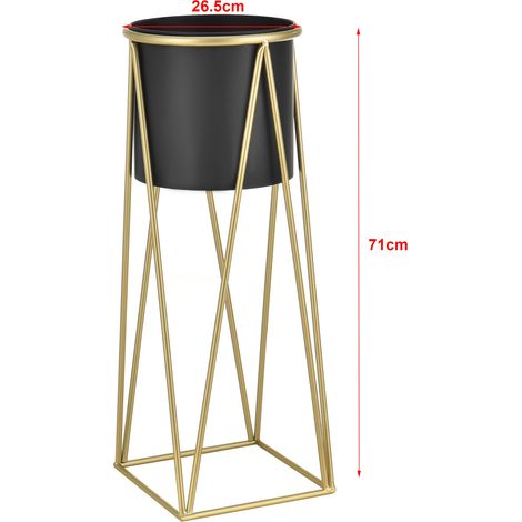 Juego de 2 soportes para plantas macetero bandeja para macetas jarrón de metal latón y negro 030006041