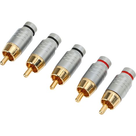 Lot de 5 connecteurs RCA universels en métal à souder pour câble audio/vidéo et prise haut-parleur (1/5)