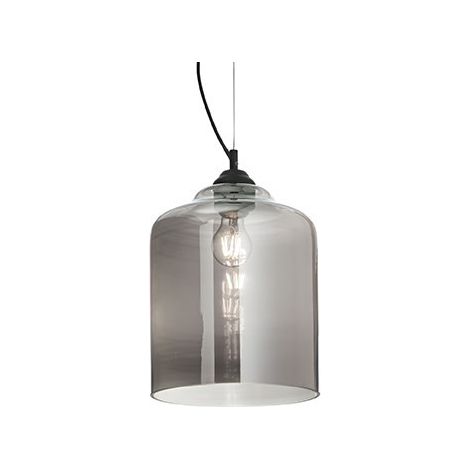 Ideal Lux Bistro' - 1 Light Dome Deckenanhänger Schwarz, Rauchgrau, Glasquadrat, E27 (1/2)
