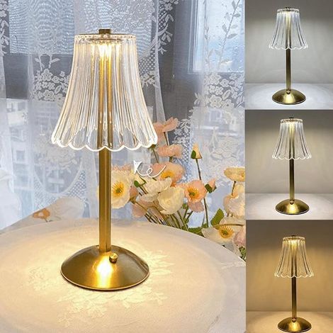 Retro floral bedside lamp, tri-color bedside lamp, wireless lamp, dimmable bedside lamp (1/4)