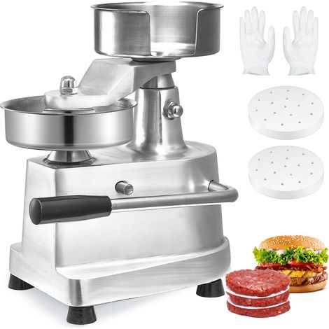 Presse à Hamburger Commerciale 130 mm de Diamètre Machine à Burger Manuelle en Inox SUS304 Presse Steak Haché avec Poignée Ergonomique Papiers Gants pour Hamburgers Galettes Barbecue Pique-nique (1/5)