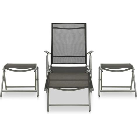 Salon de jardin 3 pcs Contemporain, Ensemble repas de jardin, Textilène et aluminium Argenté OIB2673E (1/5)