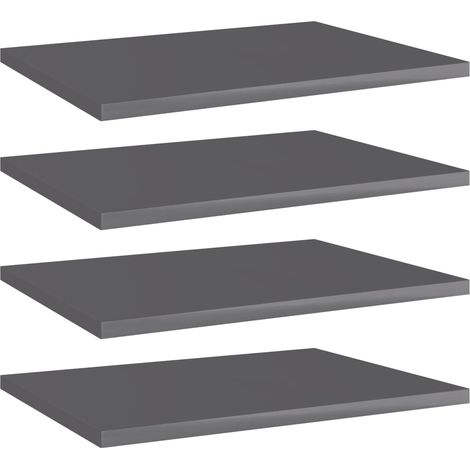 vidaXL Panneaux bibliothèque 4pcs Gris brillant 40x30x1,5cm Aggloméré