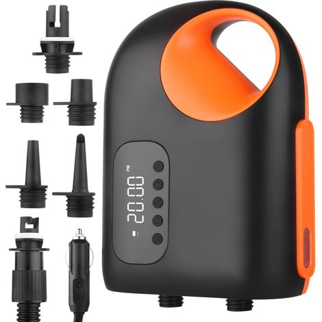 Compressore d'aria portatile, pompa d'aria elettrica portatile con doppio display LCD digitale, mini compressore portatile da 150 PSI con manometro (1/5)