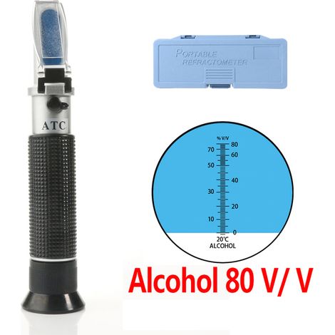 Portable Handheld ATC Alcohol Refractometer Liquor Volume Percent Tester with 0-80% Measuring Range (1/5)