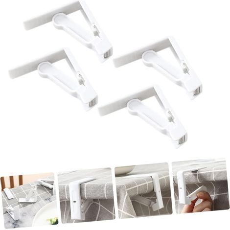 10 Pièces Clip de Nappe Nappe Transparente Clips de Nappe en Plastique pour Jupes de Table Pinces à Plumes de Nappe Pince à Ressort Antidérapant Jupe de Table à Boucle Fixe , Blanc (1/5)