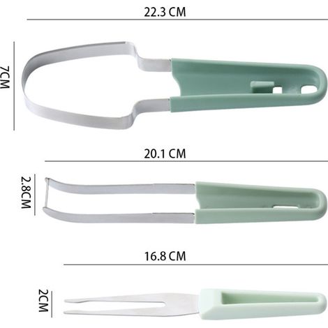 Trancheuse et Coupe-Pastèque Outil de Coupe de Pastèque Ensemble avec Fourchettes à Fruits Outil à Découper les Fruits en Acier Couteau Pasteque Inoxydable pour Couper la Pastèque,la Mangu (1/3)