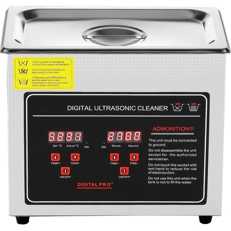 Nettoyeur Ultrasonique 6L avec Minuterie Numérique et Chauffage, Acier Inoxydable, pour Bijoux, Lunettes, Montres, Petites Pièces et Circuits Imprimés. (1/5)