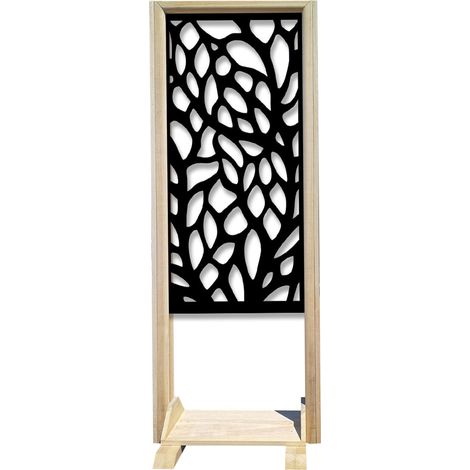 FOGLIE - Paravent modulable - 70x190 cm - en bois et PVC - Couleur : noir