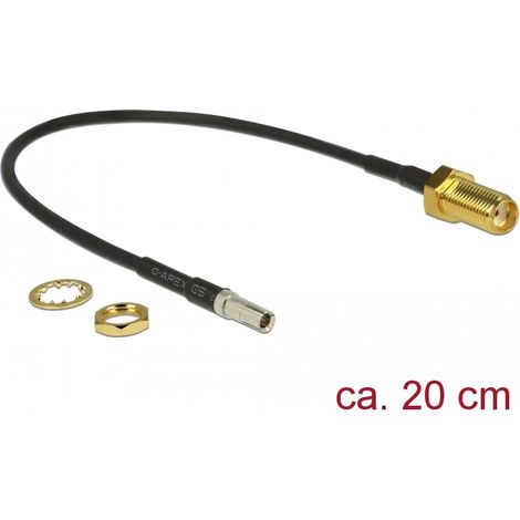 HF SMA Buchse zum Einbau  TS-9 Stecker vernickelt 200 mm Delock