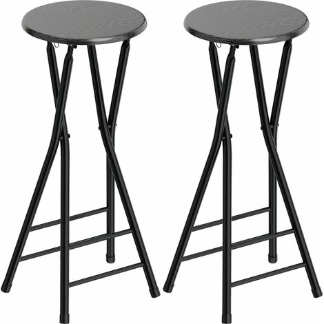 Klappbare Barhocker, Stahl & MDF, 2er-Set, Schwarz