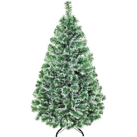 Sapin de Noël artificiel avec 416 branches en PET et base en métal, Ø75 x 150 cm, vert (1/5)