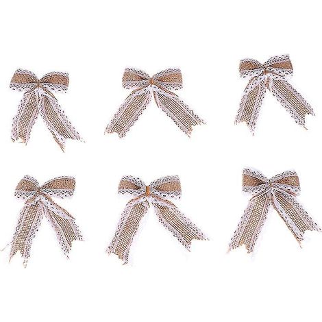 6 nœuds papillon en toile de jute (1/3)