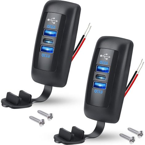 2-teiliges Wohnmobil-USB-Steckdosen-Set, zwei 18-W-QC3.0-USB-A-Anschlüsse und eine 30-W-PD3.0-Ladebuchse mit wasserdichter Abdeckung für 12-V-/24-V-Auto-/Bootsfahrzeuge (1/5)