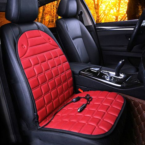 Coussin chauffant épais pour siège de voiture double, coussin chauffant pour siège 12VRed (1/5)