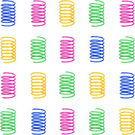 Lot de 100 jouets à ressort pour chats, jouet interactif pour chats d'intérieur, en plastique léger et résistant, spirale en plastique pour que les chatons puissent jouer à griffer, mordre et chasser. (1/5)