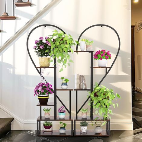 Portafiori Portapiante 6 Livelli Supporto per Piante Metallo a Forma di Mezzo Cuore 136cm Altezza con 4 Ganci (1/5)
