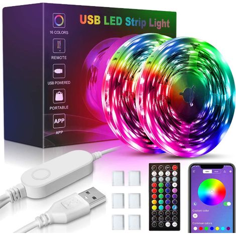 Bande LED, 4 m, finition noire, Bluetooth, application, 7 couleurs, pour la décoration de meubles, téléviseurs, étagères et environnements intérieurs.-AquaForge (1/5)